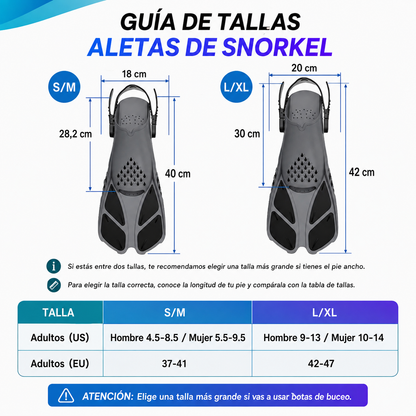 Aletas de Snorkel Ajustables | Buceo y Submarinismo DONDIVE