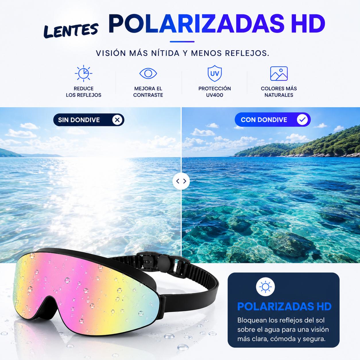 DONDIVE PRO KIDS | Gafas de Natación Polarizadas para Niños
